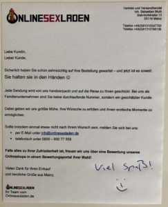 Persönlicher Gruß vom ONLINESEXLADEN.de